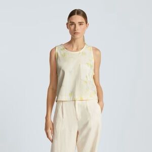 Everlane Premium Weight Cropped Pocket Tank L in Seafoam Tie Dye excellent